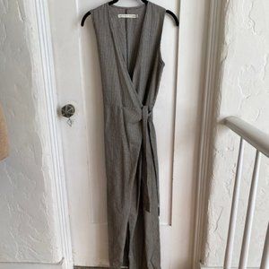 Shades of Grey by Micah Cohen Micro Plaid Wrap Culotte Jumpsuit Size S
